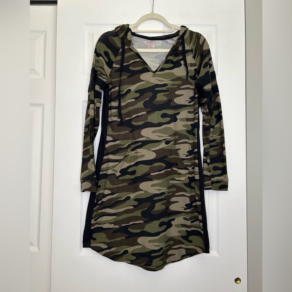 No Boundaries Camouflage Hooded Mini Dress